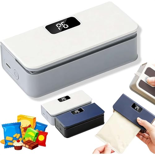 Mini scellant 2 en 1, rechargeable par USB, pour le stockage des aliments, refermeur de sacs portable sans fil avec affichage LED, 6 niveaux de scellage thermique et cutter, base magnétique pour