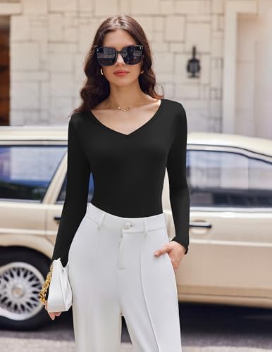 Ekouaer Womens 3 Pack Long Sleeve Ribbed Shirts V Neck Thermal Undershirts - 2