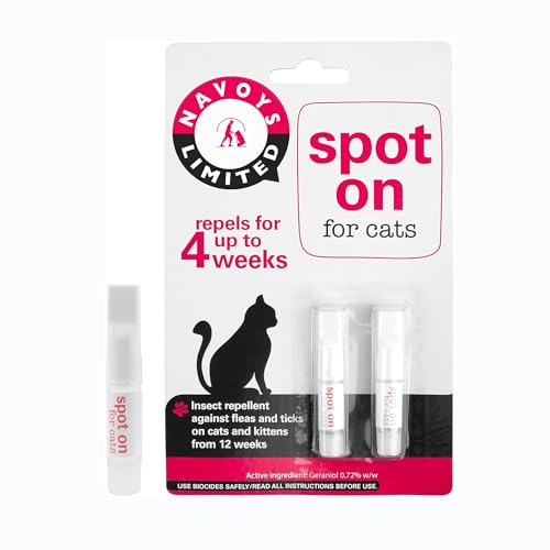 2 Spot On For Cat Flea & Tick Repellent - 2 Tubes, Pet Grooming Kit Repel, Up To 4 Weeks Insect Treatment, Kills Fleas Ticks Lice, Kittens, Supplies, Pet Accessories