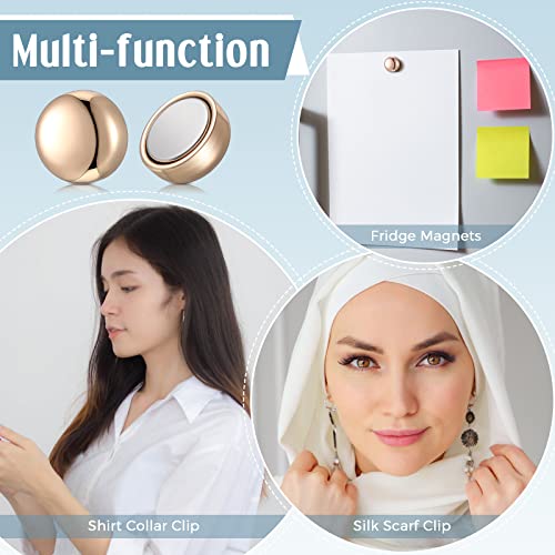 Hijab Magnetic Pins Strongest Commercial Strength Hijab Pins For Women Clothing Magnets For Muslim Scarf Multi-Use Round Clip (Silver, Gold, Rose Gold, Black,4 Pieces) #TOP5