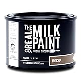Real Milk Paint, Wood Paint for Furniture, Matte Paint for Cabinets, Walls, Brick, and Stone, Water Based Organic, No VOC, Mocha, 1 Pint
