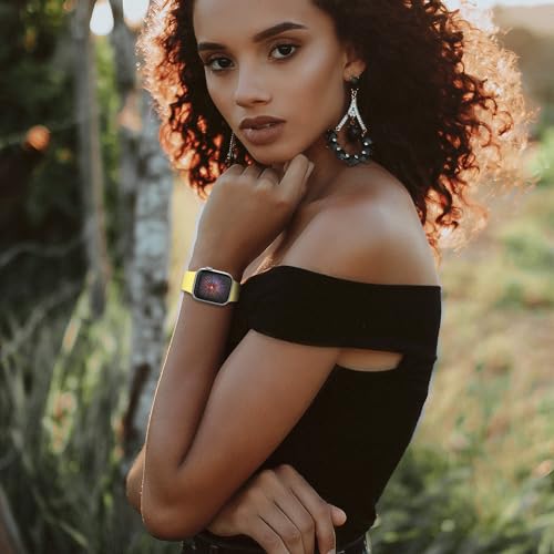 Image of Sport Bands Compatible with Apple Watch Band 38mm /40mm /41mm /42mm /44mm /45mm /49mm Women Men,Soft Silicone Strap Compatible with iWatch Ultra2 /Ultra Series10 /9 /8 /7 /6 /5 /4 /3 /2 /1 /SE Ginger Yellow