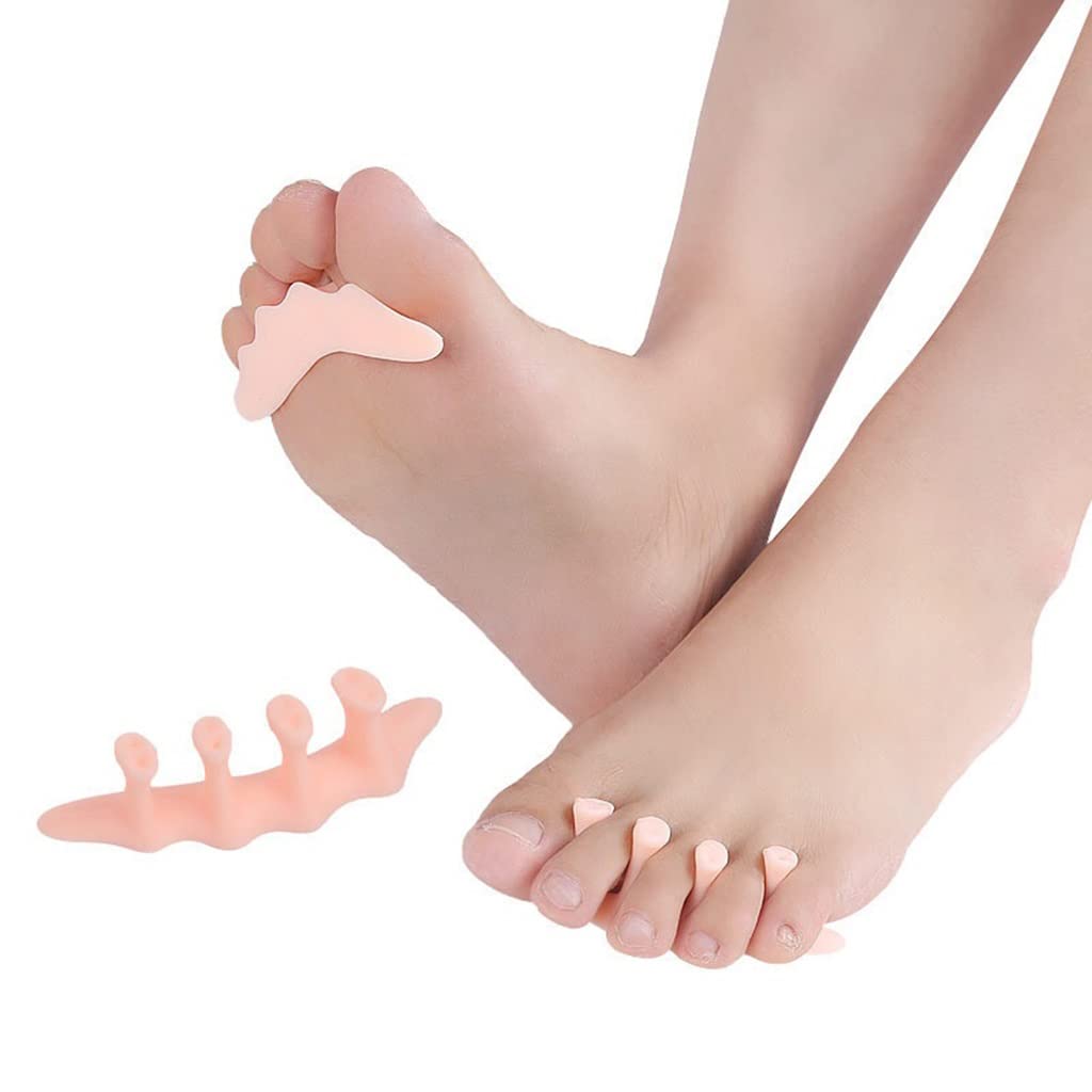Separador de dedos de gel, separadores de cuatro agujeros para dedos de los pies curvados, dedos superpuestos, ampollas, alivio del dolor por fricción de silicona apretando evitando el separador