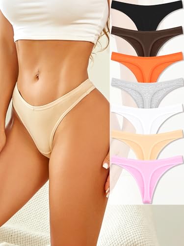 7 Pack Cotton Underwear for Women Pack Sexy Thongs for Women Stretch Soft Womens Panties Thong S-XL