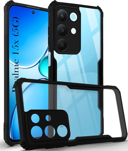 Image of Jkobi Hybrid Back Cover Case for Realme 15X (Shockproof with Polycarbonate Clear Panel | Professional Black)