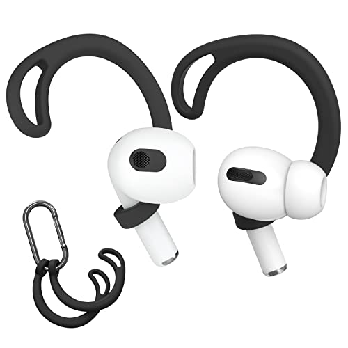 Earhooks Kompatibel mit AirPods 3 AirPods Pro airpods 1/2 EarPods Silikon Ohrpolster [Anti-Rutsch Ohrhalter][Outdoor-Aktivitäten] [Langlebiger Komfort] [Extra Karabiner]-Schwarz Cover