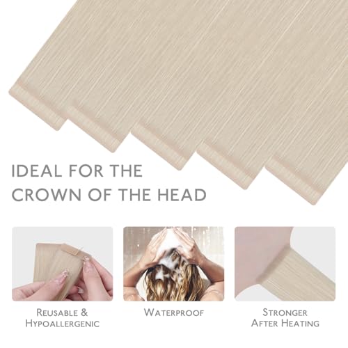 Image of WENNALIFE Invisi Edge Tape in Hair Extensions Human Hair,#60A,22 Inch | 30g 10pcs Platinum Blonde Invisi Remy Hair tensions Natural Seamless Injected Tape Straight tensiones
