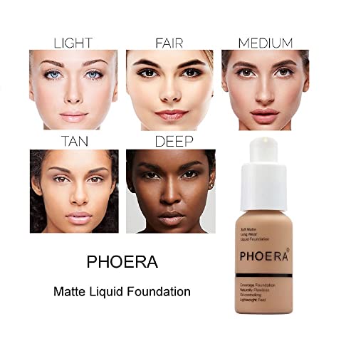Phoera Foundation,Flawless Soft Matte Oil Control Liquid Foundation Full Coverage Face Makeup. (105# Sand) #TOP2