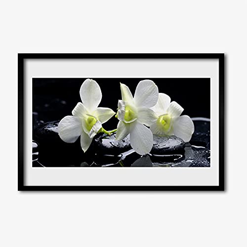Cadre avec affiche orchidée rose 60x40 cm idéal pour sublimer la décoration du salon ou de la chambre