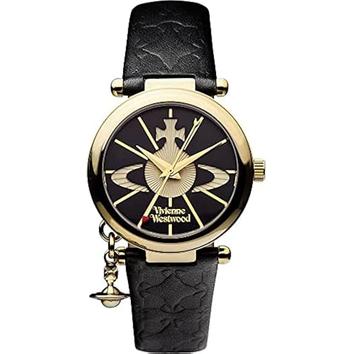 Vivienne Westwood Orb Womens Quartz Watch with Black Dial and Black Leather Strap VV006BKGD