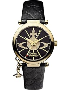 Vivienne Westwood Ladies Orb II Black Leather Strap Watch