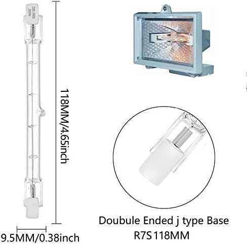 BOGAO Halogen Bulb R7S 118mm T3 200W 3100lm Warm White 2700K J Type Linear Double Ended Floodlight Bulb 360º Beam Angle 230V for Work, Security, Landscape Lights, Floor Lamps (5 Pack)