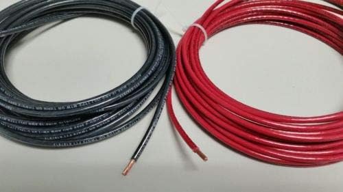 JumpingLight 10 Gauge THHN THWN Wire Black + RED 75 FEET EA THWN-2 600V Copper Stranded Cables Electronic Stranded Wire Cable Electrics DIY