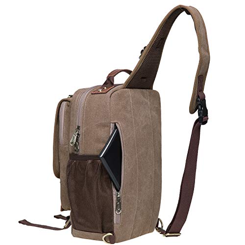 KAUKKO Canvas Messenger Bag Cross Body Shoulder Sling Backpack Travel Hiking Chest Bag3