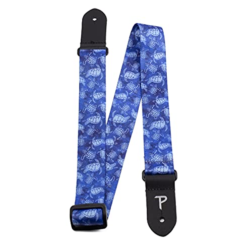 Perri's Leathers Ltd. – Correia de Ukulele – Poliéster – Tartarugas – Azul – Ajustável – Feita no C