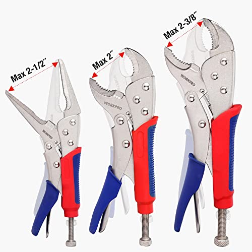 WORKPRO 3-piece Locking Pliers Set, 10-inch Curved Jaw, 7-inch Curved Jaw and 6-1/2-inch Straight Jaw by WORKPRO - Image 6