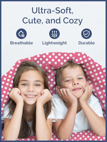 Image of Kids Full Rose Red Dots Bed Sheets - 4 Piece Kids Rose Red Dots Sheet Set | Rose Red Dots Themed Bedding, Ultra-Soft, Cute & Cozy, Breathable & Machine Washable, Bed Set for Boys, Girls & Teens, Comfy