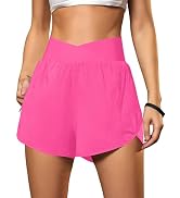 Blooming Jelly Women's Workout Shorts Athletic Running Shorts Crossover High Waisted Gym Shorts w...
