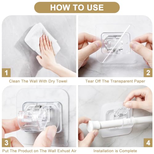 Qzakce Supports pour Tringles Rideaux sans Percage 10 Pièces Transparent – vue 6