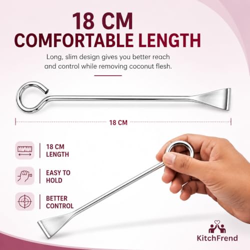 Image of Coconut Slicer 1 Pc, Stainless Steel Coconut Flesh Remover, Manual Coconut Scraper Tool for Easy Removal of Coconut Meat from Shell, Kitchen Tool