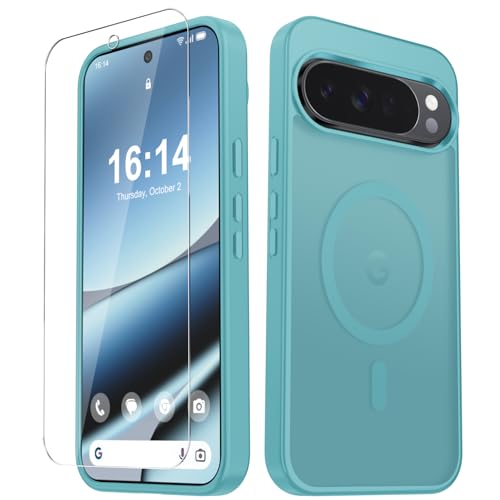 Image of for Google Pixel 10 /10 Pro Case, Matte Magnetic Phone Cover [with 1 Screen Protector] [Support for MagSafe] [Shockproof Military Grade Protection] Translucent Frosted Back, Light Blue