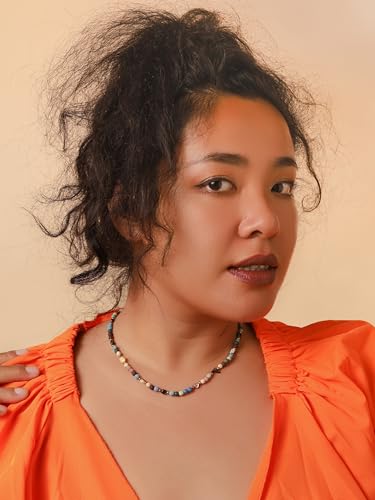 MINACHI Gravel Natural Agate Crystal Beads Choker Necklace, Reflective Stone Choker, Bohemian Vintage Chunky Costume Jewelry for Women4