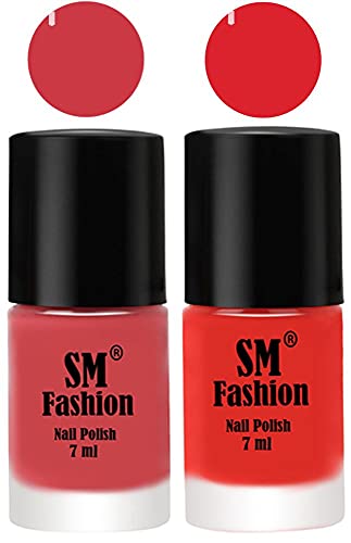 Image of Long Lasting Nail Polish | Nail Paint Combo 7 ml Each) - Set of 2 Punch Pink-Candy Orange