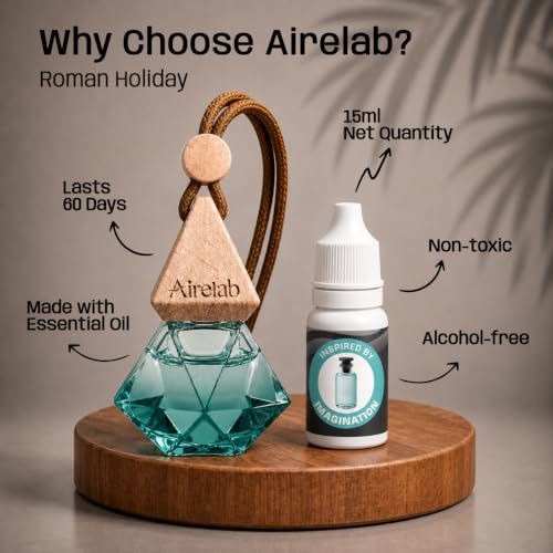 Image of Car Air Freshener | 15ml Refillable Perfume Oil with Wooden Diffuser Hanging Pod | Fragrance Inspired by Imagination | Long Lasting Car Perfume | 60+ Days