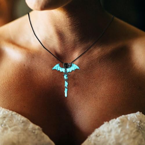 WUFGWBD 3 Pieces Glow-in-The-Dark Necklace, Dragon Pendant Necklace, Glow-in-The-Dark Jewelry, Retro Fashion Necklace, Unisex, Clothing Accessories - Image 3