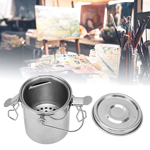 Balde de limpeza de pincel de artista, aço inoxidável, à prova de vazamento, prático, limpador de pi