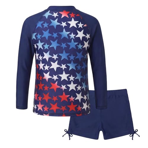 Image of Girls Rash Guard Set for Girls Long Sleeve Swimsuits Hawaiian Two Piece Bathing Suits Swimwear Set