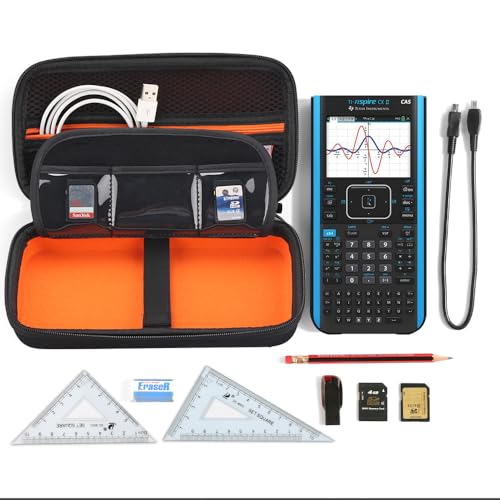 BOVKE Calculator Case for Texas Instruments TI-Nspire CX II CAS/CX II/CX CAS/CX Color Graphing Calculator and More - Extra Mesh Pocket for USB Cables and Other Accessories, Black - Thumbnail 4