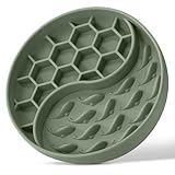 ZOURYNUA Slow Feeder Dog Bowls, Silicone Pet Food Bowls with Suction Cups, Non-Slip Dog Feeding Bowls Slow Down Pet Eating Speed for Fast Eaters, Anxiety Relief & Fun Added (Green)