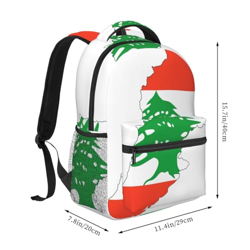 Mochila de senderismo con estampado de mapa de Líbano unisex y lavable 2