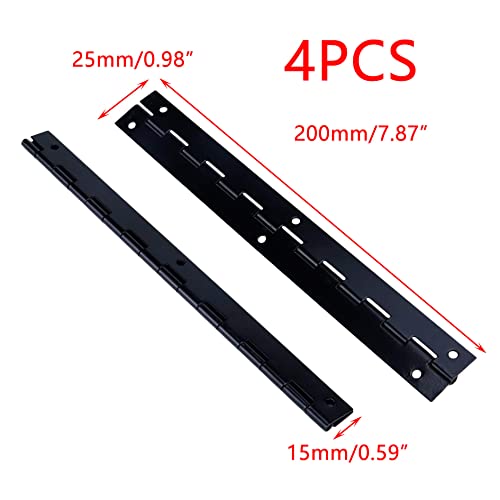 Crapyt 4 Pcs Continuous Hinge Folding Cabinet Door Butt Hinge Piano Hinge For Cabinet For Piano, Cabinet And Door Heavy Duty Piano Hinge Black Hinges 7.87"×0.98" #TOP6