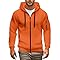 Veste,Hommes automne hiver poche pull multicolore zip Casual ceinture doublée chaude veste top couleur unie Casual oversize Running sweat à capuche,01-orange,L