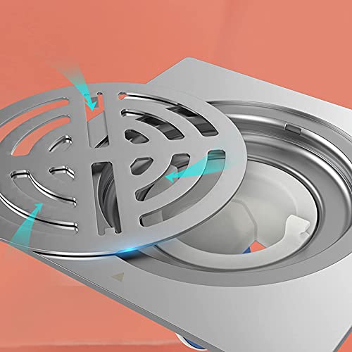 Grille de drain de douche carrée performance d'évacuation rapide 4 pouces - 6