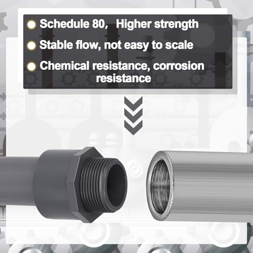 Image of 4 Pcs 1-1 /4 Inch PVC Pipe Fitting Male Adapter Schedule 80 Socket x Npt Compatible with 836 Series Heavy Duty Industrial Grade Corrosion Resistant Plumbing Irrigation Connector for Water