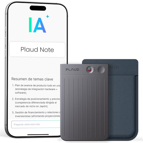 Plaud Note Grabadora de Voz IA con Funda Azul Transcribe Resume Transcripción IA, Soporta 112 Idiomas Control de Reunión con App Genial para Lección Llamada Entrevista Charlas Clases
