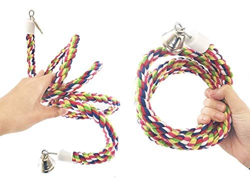 Pets Vv Bird Rope Perch Parakeet Toys, Spiral Bird Toy For Cockatiels, 43"&13.7" Bird Bungee Rope Perches Suitable Bird Cage Accessories #TOP2