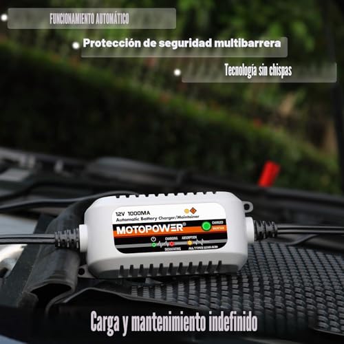 Miniatura 4 de Motopower Mp00205b 12v 1000ma Mantenedor De Cargador De Batería Completamente Automático A - Gris