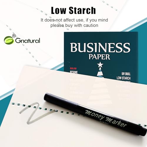 Image of 75% Cotton 25% linen Business Paper, 90GSM A4 size White Inkjet Laser Printing Paper, 100 Sheets Cotton Paper with Green Thread and UV Visible Fibres