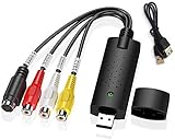 ☞【Videoaufnahmekarte】Der USB 2.0-Videoaufnahmeadapter kann eine Verbindung zwischen PC und Videogerät mit Cinch- oder S-Video-Anschluss herstellen, z. B. VHS, Videorecorder, DVD, TV-Box. Wählen Sie PAL, um mit einer Bildrate von 25 Bildern pro Sekunde Video aufzunehmen. Wählen Sie NTSC, um Videos mit einer Bildrate von 30 Bildern pro Sekunde aufzunehmen.