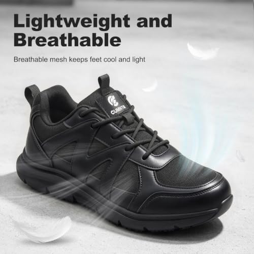 CUMNTQ Non Slip Work Shoes Breathable Kitchen Chef, Black Men 9/Women 10.5 | Comfortable Slip Resistant Work Shoes, Oil & Water Resistant Easy to Clean, Lightweight Sneakers for Food Service Restaurant - image 6