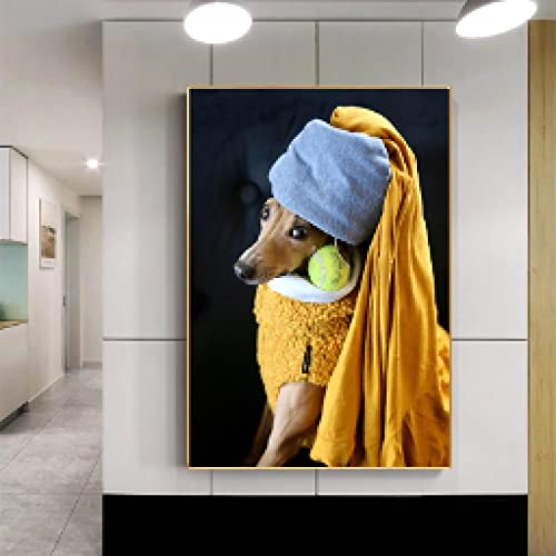 Affiche drôle fille à la perle en toile cadeau original d'art pour créatifs
