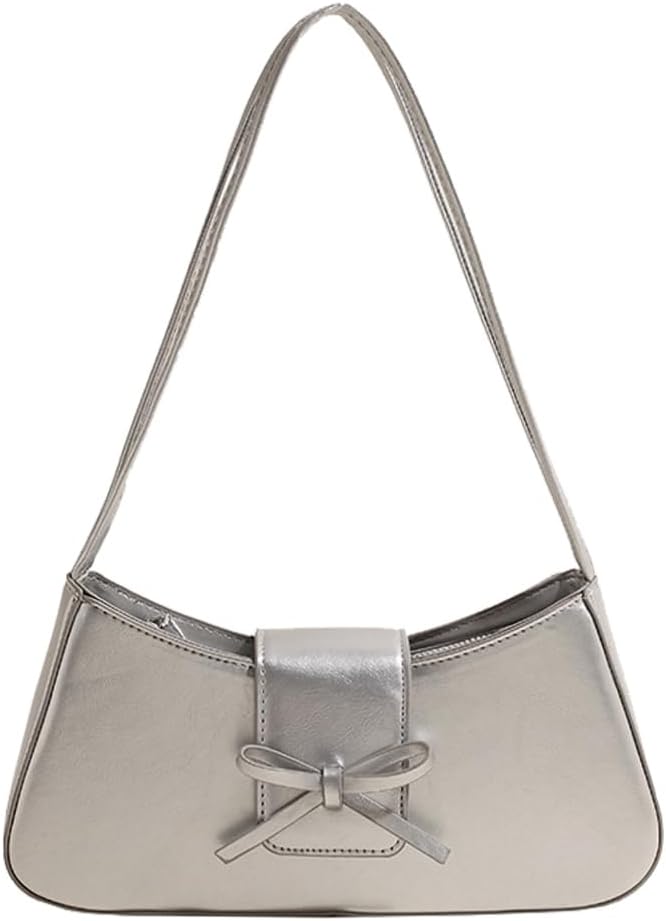 KAMEILONG Trendy Red Shoulder Bag for Women Patent Leather Hobo Handbags Y2K Purses Clutch Bag Cute Bow Purse