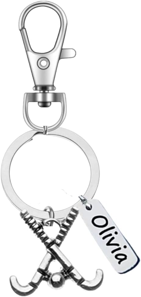 Personalized Field Hockey Zipper Pull with Engraved Namel Charm Keychain, Field Hockey Jewelry for Women Gift for Female Field Hockey Player or Team