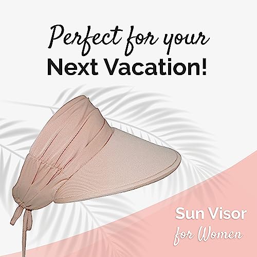 Sun Visors For Women - Visor Hats For Women, Summer, Beach, Gardening - Great For Golf, Tennis, Softball - Uv Protection, Adjustable, 4.5" Brim - Tie Adjuster - Natural #TOP2