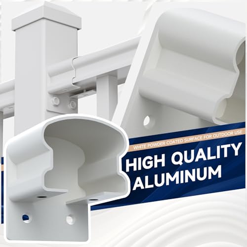 Image of Egadis 4 Pack Aluminum Deck Railing Bracket Connector, Fixed Railing Bracket, White Outdoor Textured AAMA2604 Powder-Coat Finish Rail Modular System for Decks, Porches & Balconies