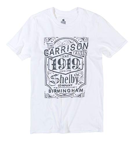 Rock Off Womens White Peaky Blinders Garrison Pub Oversized Boyfriend T Shirt